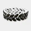 Fashnzfab Marquise Crystal Oval Leaf Evening Stretch Bracelet Black, Rhodium In Multi