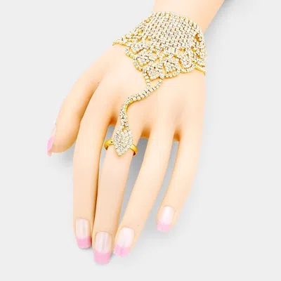 Fashnzfab Marquise Crystal Rhinestone Net Hand Chain Bracelet In Multi