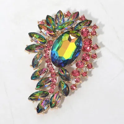 Fashnzfab Marquise Crystal Rhinestone Petal Cluster Brooch In Multi