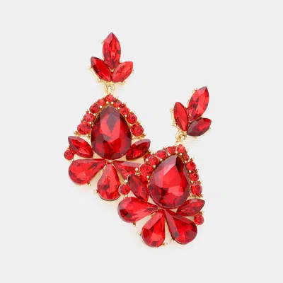 Fashnzfab Marquise Crystal Statement Evening Earrings 1.2" X 2.2" In Multi