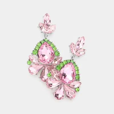 Fashnzfab Marquise Crystal Statement Evening Earrings In Pink