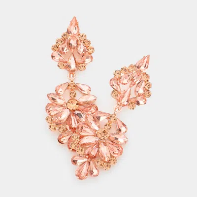 Fashnzfab Marquise Crystal Statement Evening Earrings In Pink
