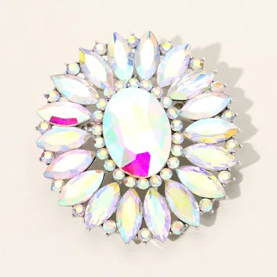 Fashnzfab Marquise Crystal Statement Flower Pin Brooch In Multi