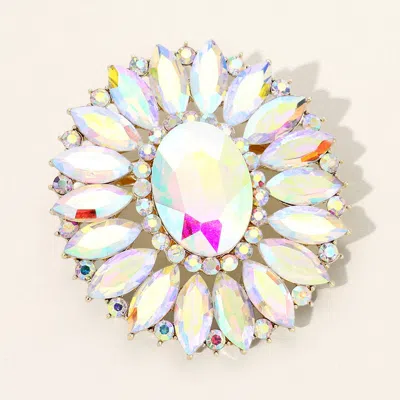 Fashnzfab Marquise Crystal Statement Flower Pin Brooch In Pink