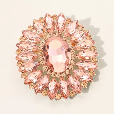 Fashnzfab Marquise Crystal Statement Flower Pin Brooch In Pink