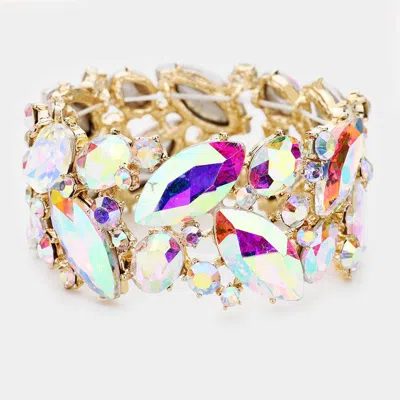Fashnzfab Marquise Crystal Stretch Evening Bracelet Ab, Gold In Multi