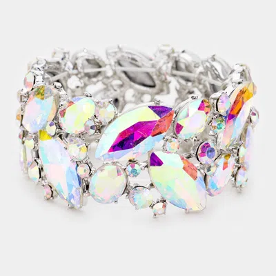 Fashnzfab Marquise Crystal Stretch Evening Bracelet Ab, Silver In Multi