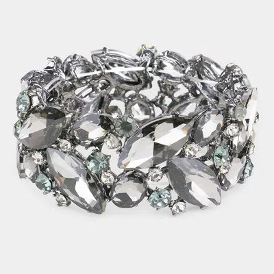 Fashnzfab Marquise Crystal Stretch Evening Bracelet Black Diamond In Multi