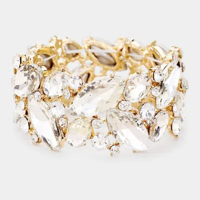 Fashnzfab Marquise Crystal Stretch Evening Bracelet Clear, Gold In Multi
