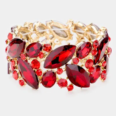 Fashnzfab Marquise Crystal Stretch Evening Bracelet Gold, Siam In Multi