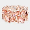 Fashnzfab Marquise Crystal Stretch Evening Bracelet Peach, Rose Gold In Gold