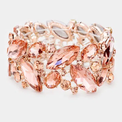 Fashnzfab Marquise Crystal Stretch Evening Bracelet Peach, Rose Gold