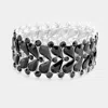 Fashnzfab Marquise Crystal Teardrop Cluster Stretch Bracelet Jet Black, Silver In Multi