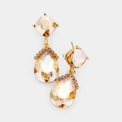 Fashnzfab Marquise Crystal Teardrop Dangle Evening Earrings - Lt Col Topaz In Multi