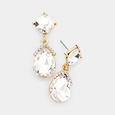 Fashnzfab Marquise Crystal Teardrop Dangle Evening Earrings In Gold