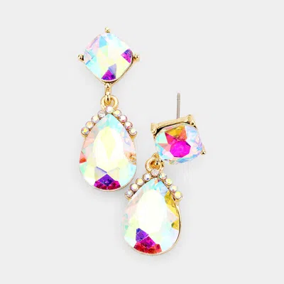 Fashnzfab Marquise Crystal Teardrop Dangle Evening Earrings In Multi