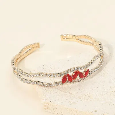 Fashnzfab Marquise Cz Accent Open Evening Cuff Bracelet In Multi