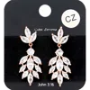 Fashnzfab Marquise Cz Cubic Zirconia Evening Earrings - Clear, Rose Gold In Pink