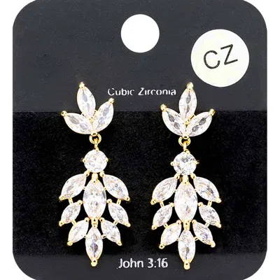 Fashnzfab Marquise Cz Cubic Zirconia Evening Earrings In Gold