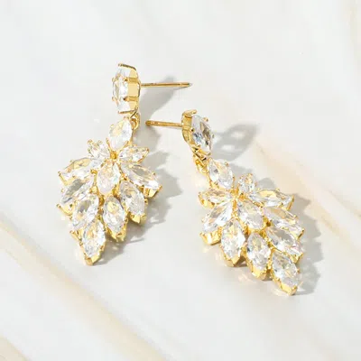 Fashnzfab Marquise Cz Stone Cluster Dangle Evening Earrings In Multi
