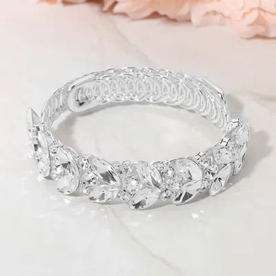 Fashnzfab Marquise Cz Stone Cluster Embellished Adjustable Evening Bracelet In Gray