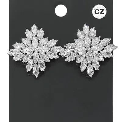 Fashnzfab Marquise Cz Stone Cluster Evening Earrings In Multi