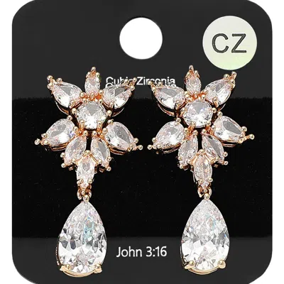 Fashnzfab Marquise Cz Stone Cluster Teardrop Drop Dangle Evening Earrings In Multi