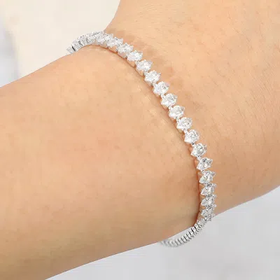 Fashnzfab Marquise Cz Stone Cluster Tennis Chain Evening Bracelet Clear, Silver In Multi