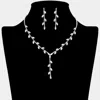 Fashnzfab Marquise Cz Stone Cluster Vine Y Shaped Necklace In Metallic
