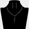 Fashnzfab Marquise Cz Stone Cluster Vine Y Shaped Necklace In Metallic