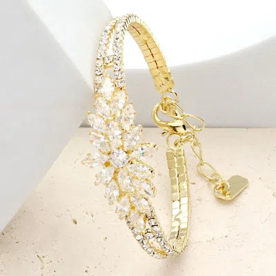 Fashnzfab Marquise Cz Stone Embellished Evening Bracelet Gold