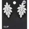 Fashnzfab Marquise Cz Stone Embellished Evening Clip On Earrings In Metallic