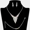 Fashnzfab Marquise Cz Stone Pointed Rhinestone Paved Fringe Necklace In Multi