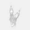 Fashnzfab Marquise Cz Stone Pointed Stone Paved Fringe Evening Earrings In Metallic
