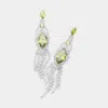 Fashnzfab Marquise Cz Stone Pointed Stone Paved Fringe Evening Earrings In Metallic