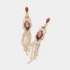 Fashnzfab Marquise Cz Stone Pointed Stone Paved Fringe Evening Earrings In Multi