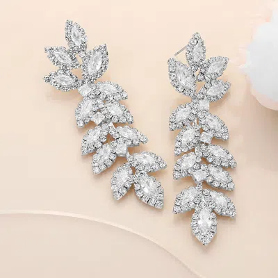 Fashnzfab Marquise Cz Stone Vine Dropdown Evening Earrings In Multi