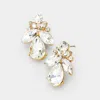 Fashnzfab Marquise Floral Crystal Evening Earrings In Gold