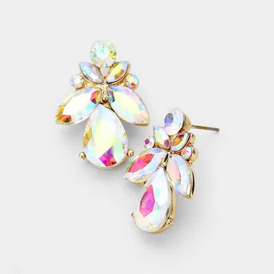 Fashnzfab Marquise Floral Crystal Evening Earrings In Multi