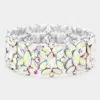 Fashnzfab Marquise Floral Oval Crystal Cluster Stretch Evening Bracelet Ab, Silver In Multi