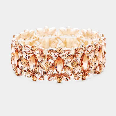 Fashnzfab Marquise Floral Oval Crystal Cluster Stretch Evening Bracelet In Multi