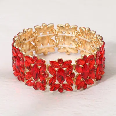 Fashnzfab Marquise Floral Oval Crystal Cluster Stretch Evening Bracelet In Multi