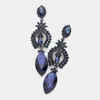 Fashnzfab Marquise Glass Crystal Dangle Evening Earrings - Montana Blue In Blue