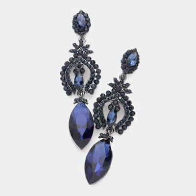 Fashnzfab Marquise Glass Crystal Dangle Evening Earrings - Montana Blue