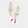 Fashnzfab Marquise Glass Crystal Drop Evening Earrings - Ab, Gold In Multi