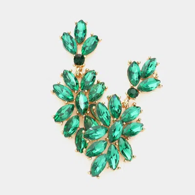 Fashnzfab Marquise Glass Crystal Oval Cluster Vine Evening Earrings In Green