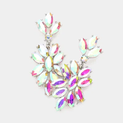 Fashnzfab Marquise Glass Crystal Oval Cluster Vine Evening Earrings In Multi