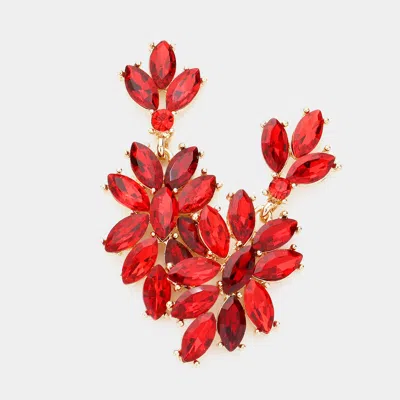 Fashnzfab Marquise Glass Crystal Oval Cluster Vine Evening Earrings In Pink