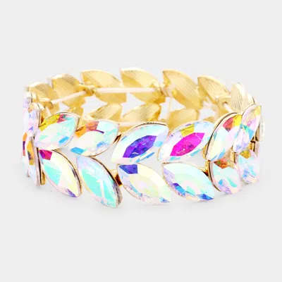 Fashnzfab Marquise Glass Crystal Stretch Evening Bracelet Ab, Gold