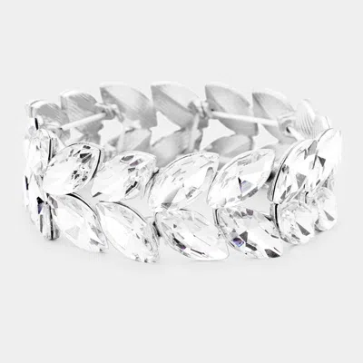 Fashnzfab Marquise Glass Crystal Stretch Evening Bracelet Clear, Silver In Multi